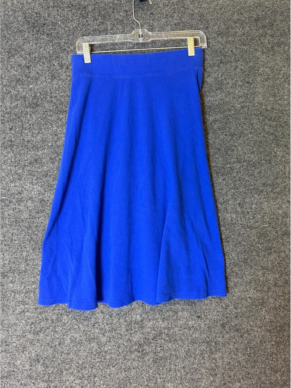 Lands End Womens A Line Midi Skirt Royal Cobalt Blue Stretch Knit XS 2-4